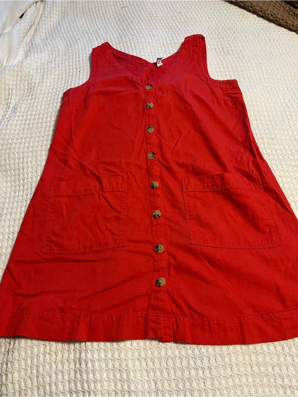 Old Navy Red Button-Front Casual Tank Dress